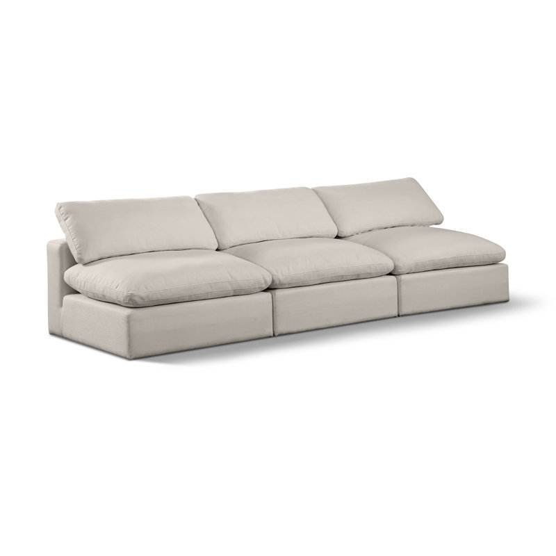 Canapé modulaire en lin 120 ", Tissu beige texturé en lin