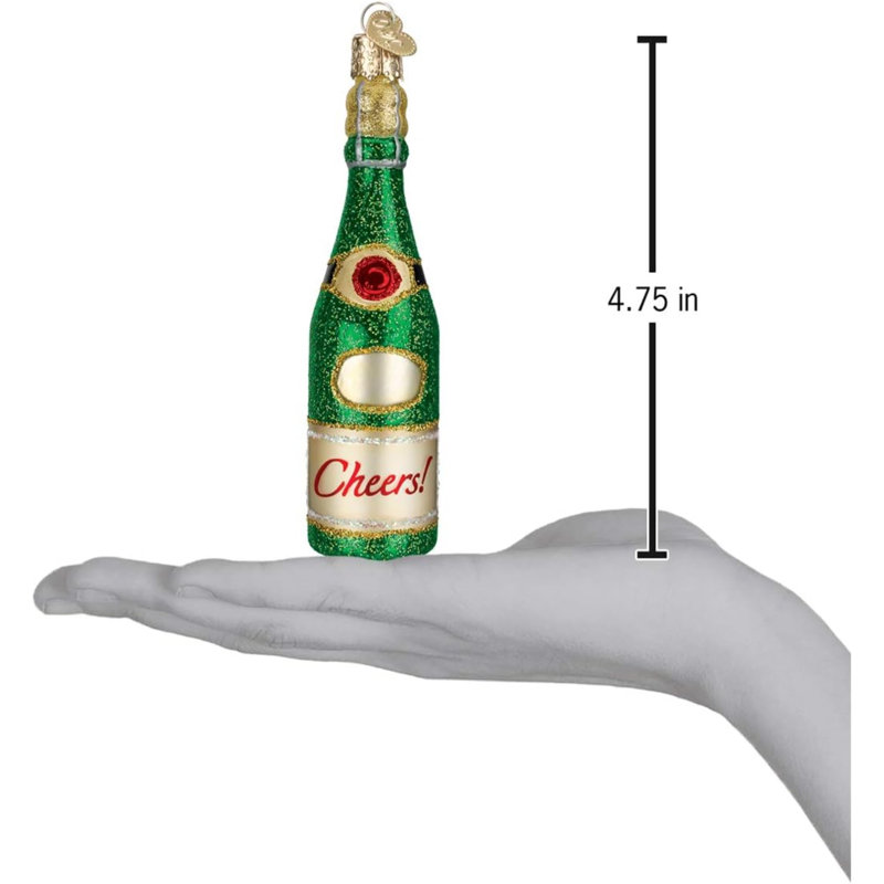 Ornement de Noël en verre soufflé Old World pour arbre de Noël, bouteille Cheers