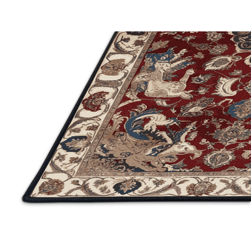 Machine Washable Persian Black Area Rug, Runner 2' x 5'