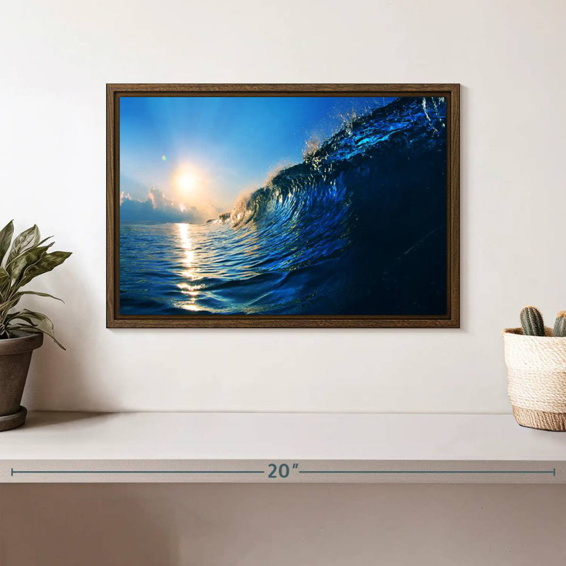 Blue Ocean Wave, 13" X 9", Floating Frame Walnut