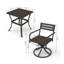 Ensemble de conversation pivotant extérieur gris en métal avec table d'appoint carrée - 2 fauteuils