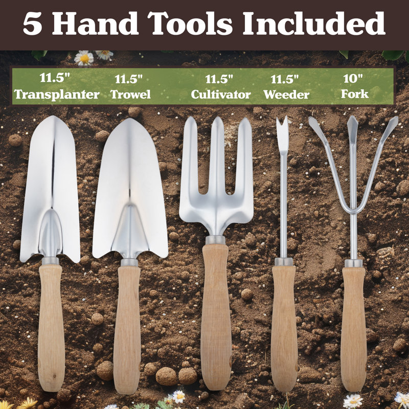 Ensemble d'outils de jardin Arm Your Garden - tabouret pliant d'une capacité de 250 lb, sac de 7 poches détachable et 5 outils de jardinage pour le sarclage et la plantation