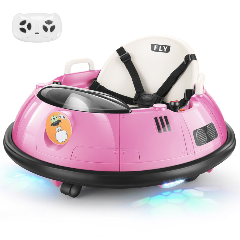 12 Volt Baby Bumper Car Battery Powered Ride-on Toy with Remote Control, Pink