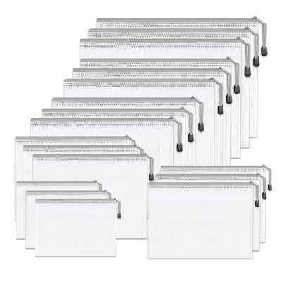 Lot de 56 pochettes à documents transparentes en PVC imperméable avec fermeture éclair, résistantes et offertes en 7 formats (A3/A4/A5/A6/B4/B5/B6), idéales pour le bureau, l'école et les voyages.