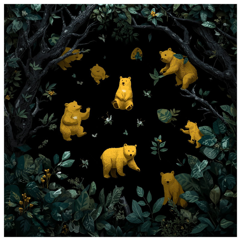 Ours jaunes dans une housse de couette forêt, Queen