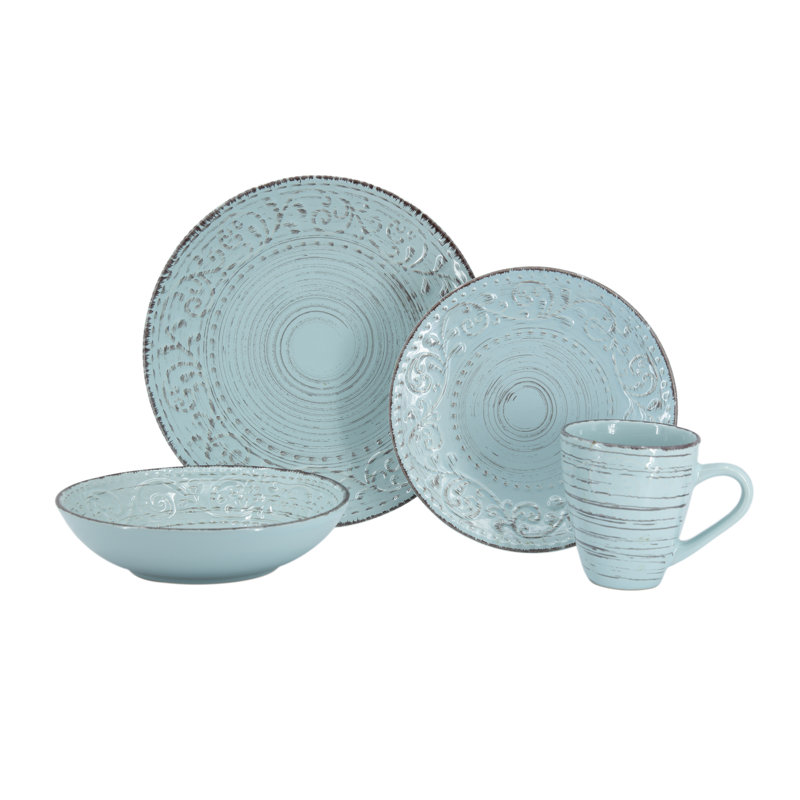 Service de table 16 pièces Rustic Flare, Turquoise