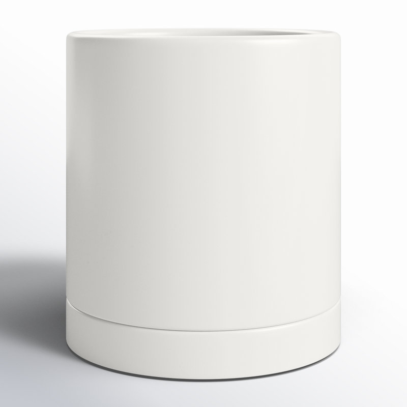 Pot de fleurs en céramique Carlotta, Blanc, H 5,75 po x l 5 po x P 5 po