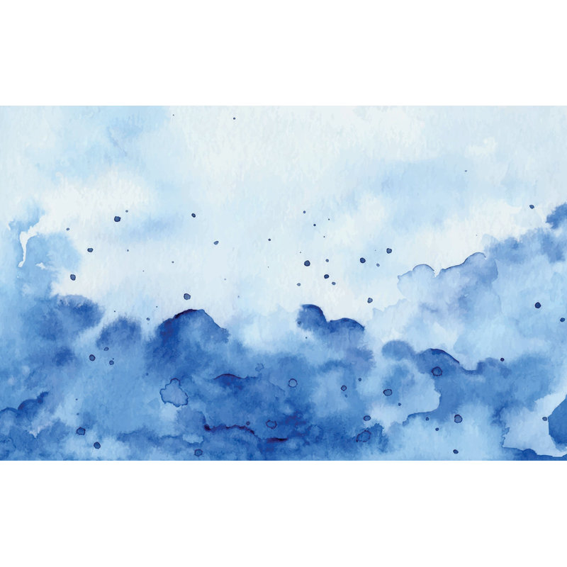 Murale pelez et collez de qualité supérieure - aquarelle bleue, L 96 po x l 120 po