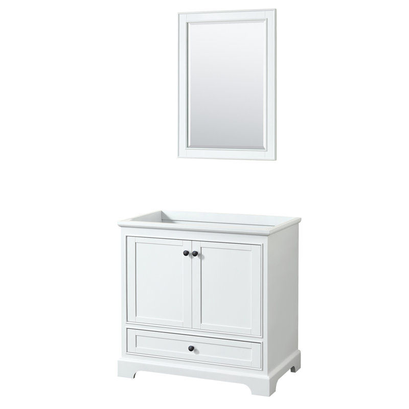 Base de meuble-lavabo de salle de bain simple 35" seulement Deborah, Blanc / noir mat