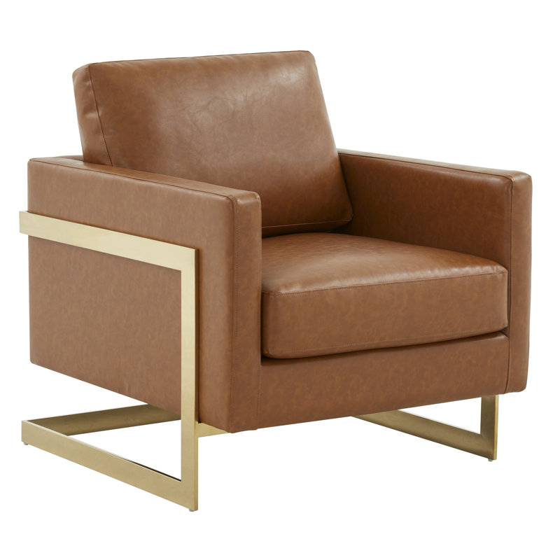 Chaise d'appoint Lincoln, Brun clair cognac, Doré