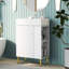 Meuble-lavabo en céramique 21,6 po avec meuble de rangement latéral droit élargi - blanc moderne-1082310617
