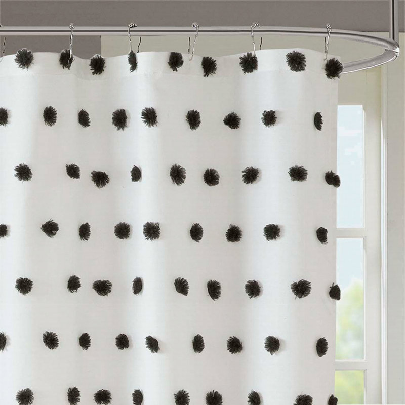 Rideau de douche en coton jacquard 1 pièce, Noir