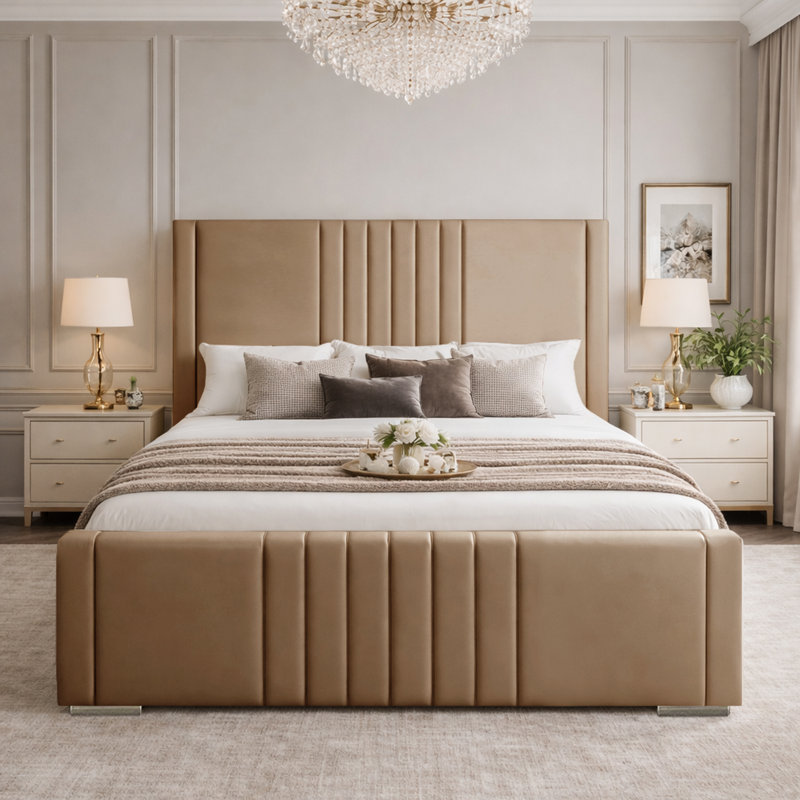 Upholstered Bed, Beige, Super King (6')