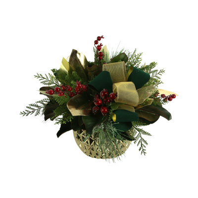 Cedar And Magnolia Leaf Holiday Arrangement