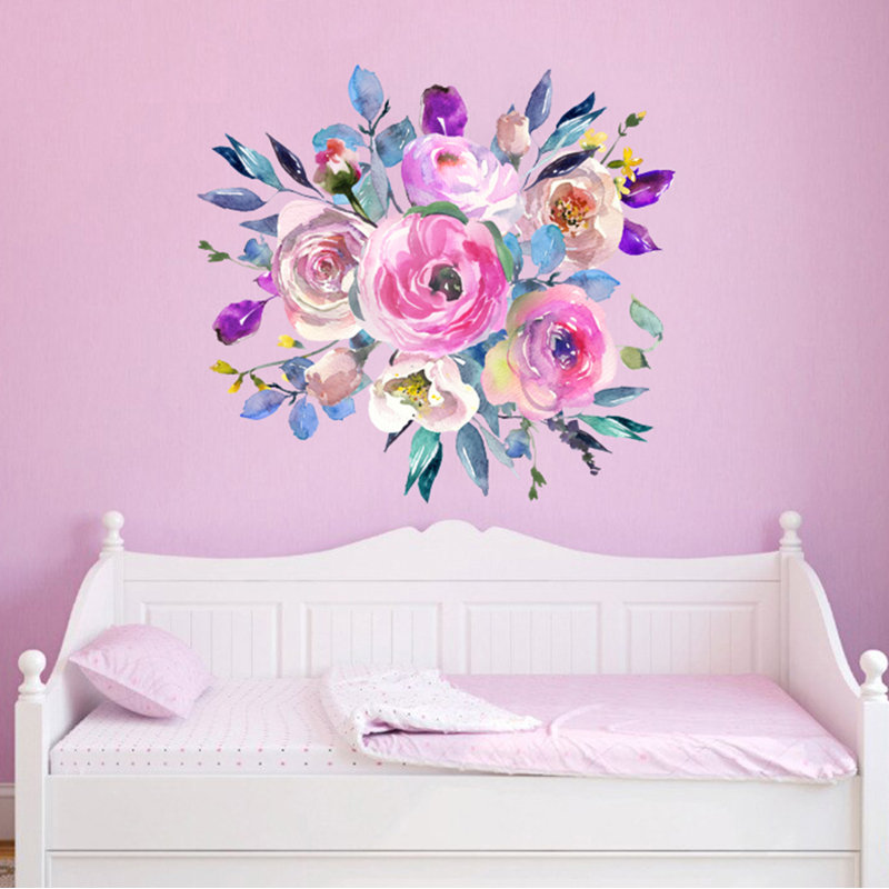 Adhésif décoratif fleurs bouquet de roses, H 46 po x l 46 po