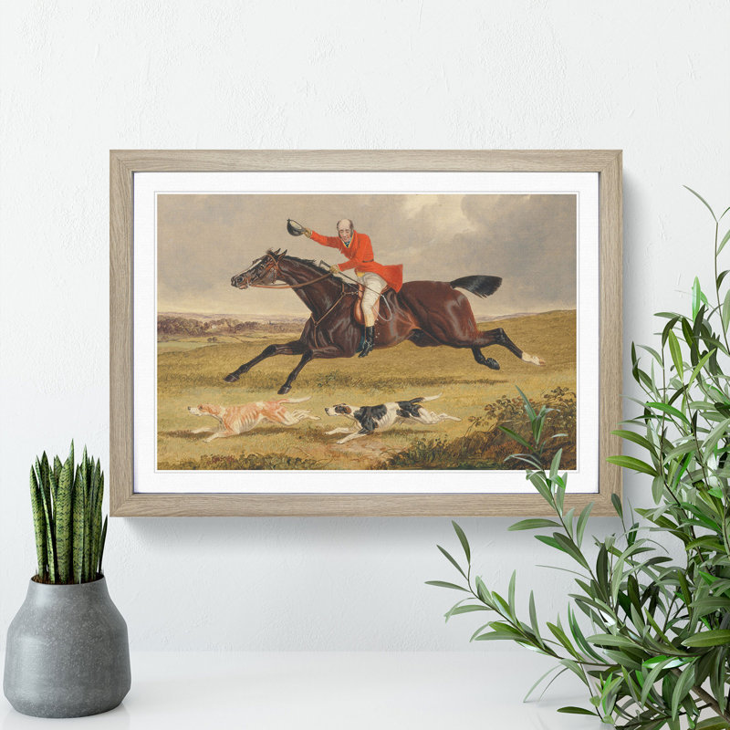 Fox Hunting Vol.1 by John Frederick Herring - Framed Print, 36cm H x 48cm W x 2cm D, Oak Framed