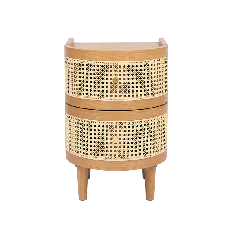 35 cm W Solid Wood Bedside Table, Natural