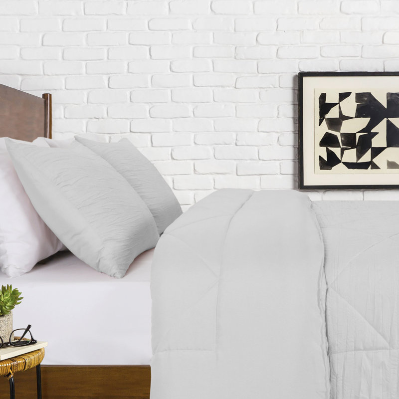 Ensemble d'édredon en microfibre 3 pièces Raneen, gris, Édredon pour très grand lit + 2 très grandes ta