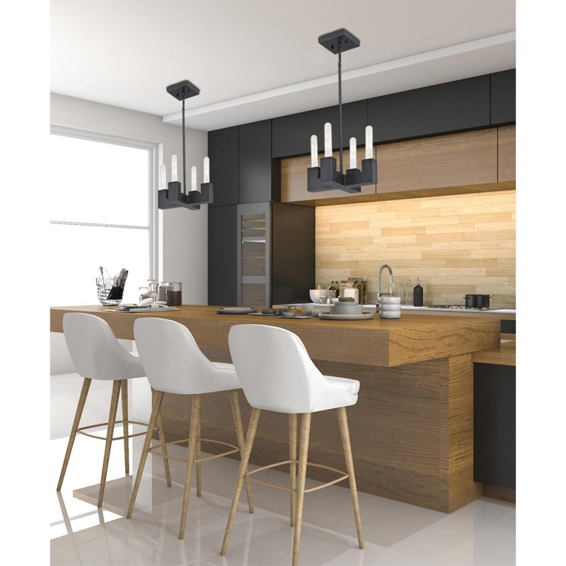 Jeterson 4 - Light Steel Dimmable Chandelier