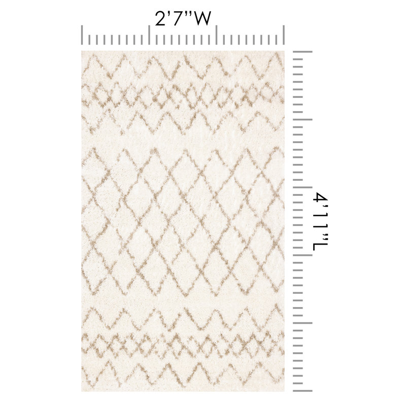 Tapis à motif de treillis géométrique beige Kostantza, Rectangle 2 pi 8 po x 4 pi 11 po