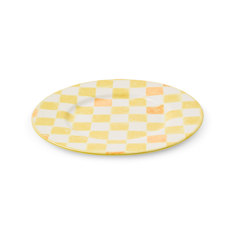 Check Salad Plate, Yellow;White