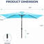 Parasol de marché rectangulaire 6,5 pi x 10 pi turquoise avec inclinaison à bouton-poussoir pour abat-jour de patio à 360 degrés, inclinable, - auvent pour piscine, cour arrière et - sans base incluse-129983375