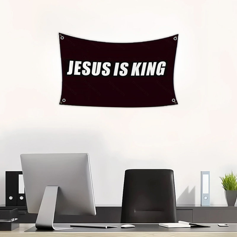 Jésus est le roi, bannière, drapeaux de Noël, rideaux pour le salon, la chambre de l'université, le dortoir, la crèche de Jésus