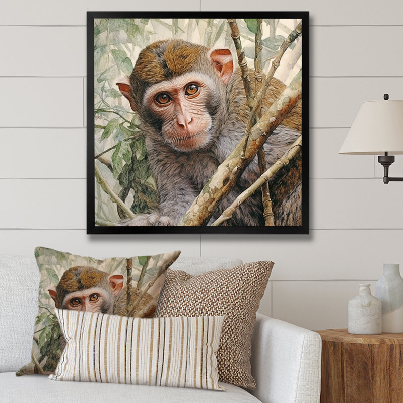 Wild Monkey IV sur toile, H 24 po x l 24 po x P 1 po, Cadre simple noir