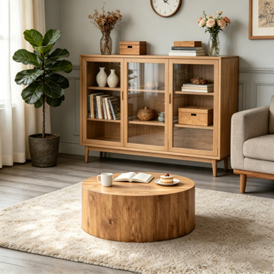 Modern Minimalist Round Coffee Table, Pre-assembled Integrated Design, 23.6" Diameter × 11.8" Height, Ideal For Living Room Leisure And Reception Home Use