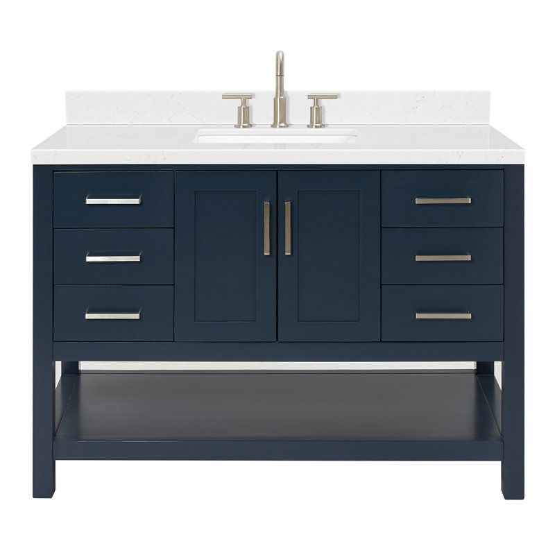 Meuble-lavabo simple 48 po ARIEL Moille, Bleu minuit, Rectangular