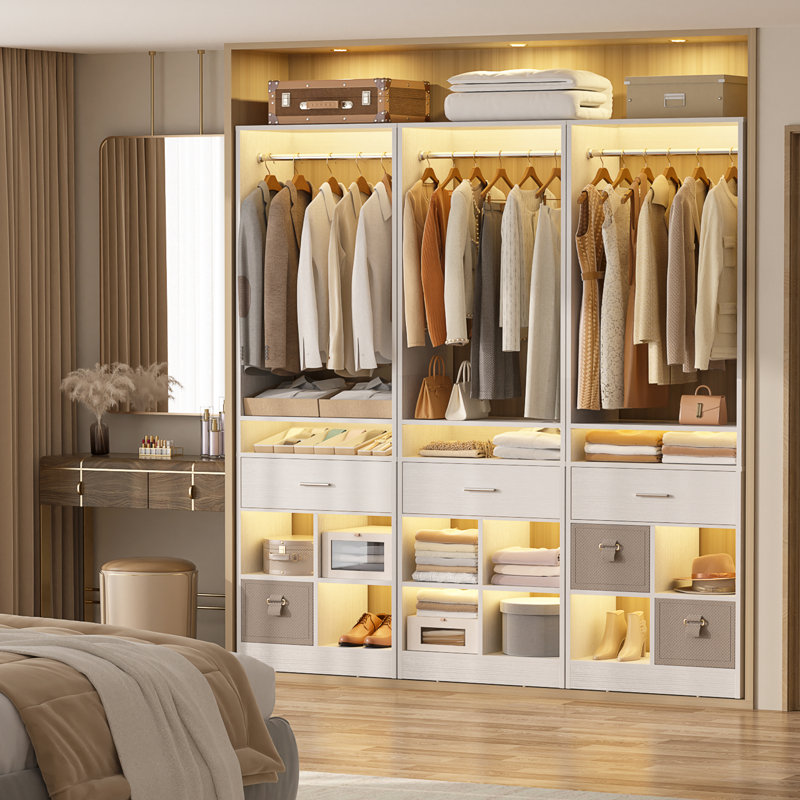 24.4'' W Freestanding Closet System With Drawer, White