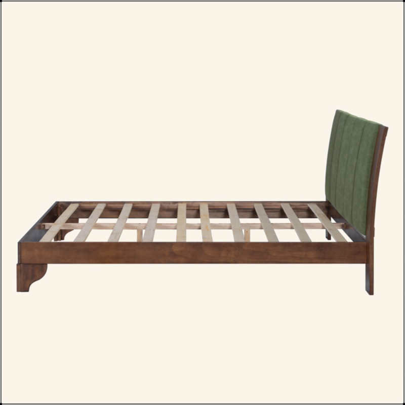 Cadre de lit en bois de pin de qualité supérieure, cadre de lit avec tête de lit inclus, lit Mid-Century moderne, Grand lit