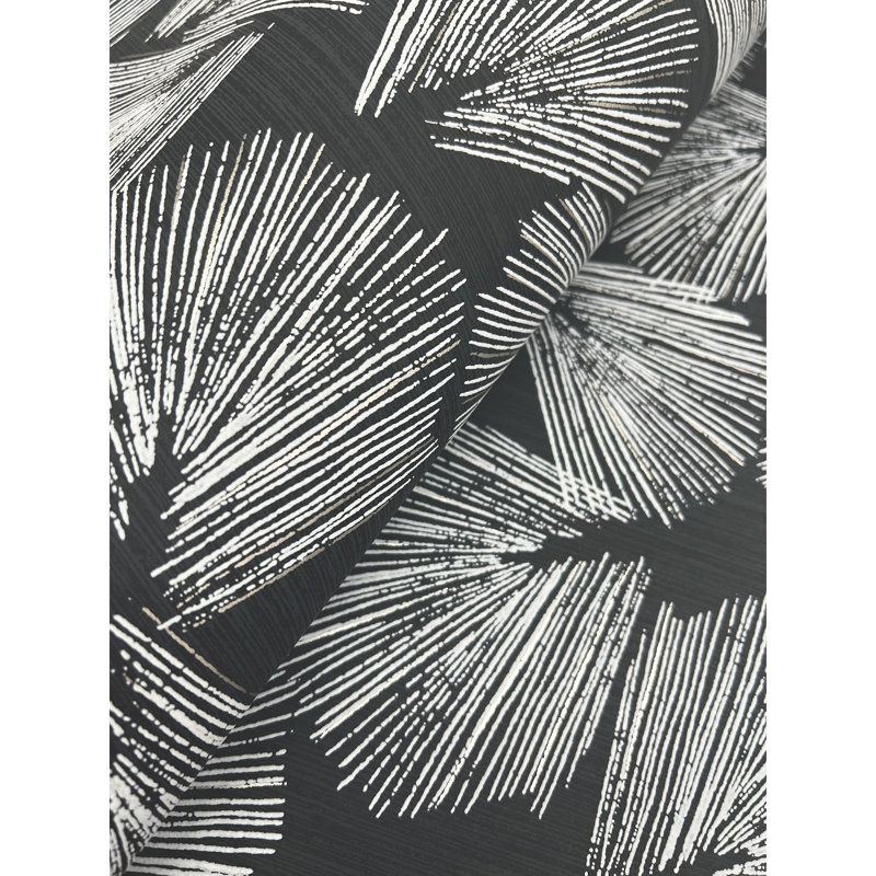 Elora Metallic Wallpaper Roll, Black