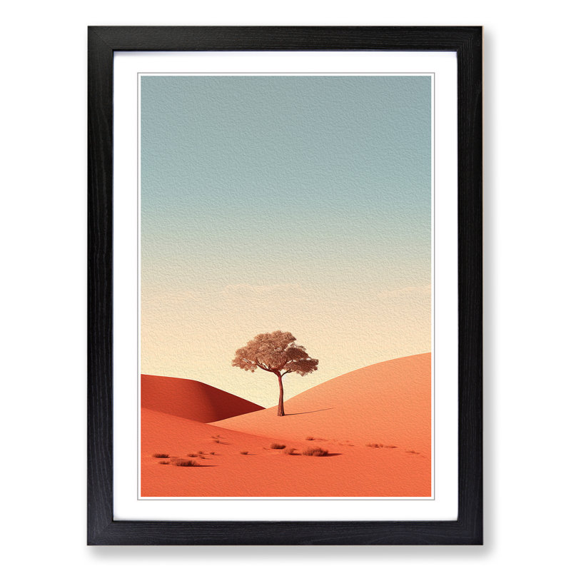 Desert Minimalism No.2 - Single Picture Frame Print on Wood, Black, 34" H x 25" W x 2" D