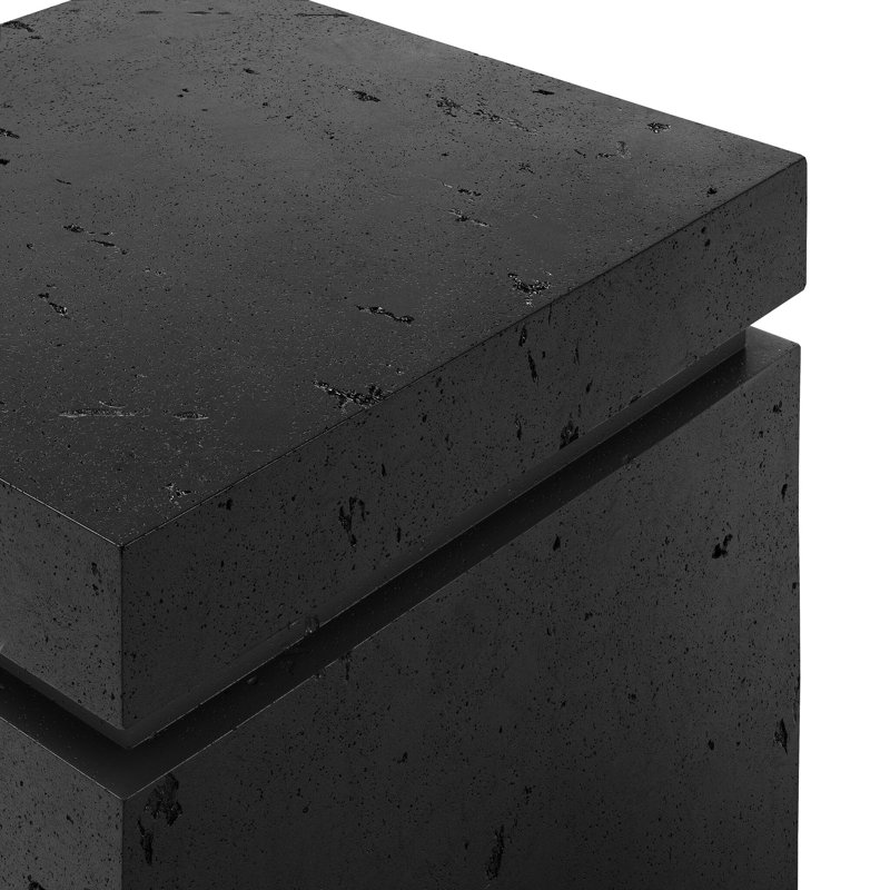 Posen 21.5" H x 20" W Concrete Propane Outdoor Fire Pit Table, Textured Ebony