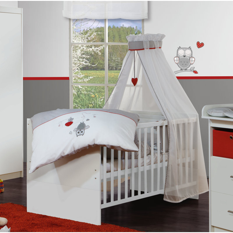 Maren Cot Bed 3-Piece Nursery Furniture Set, Standard (H 98cm x W 88cm x D 75cm), White