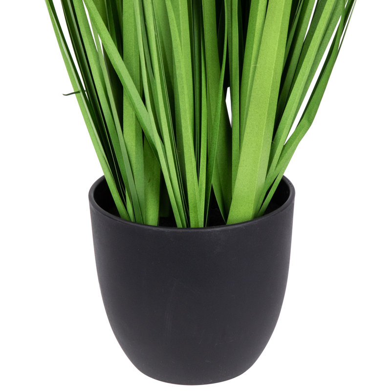 24'' Green Artificial Onion Grass Plant in Beige Pot