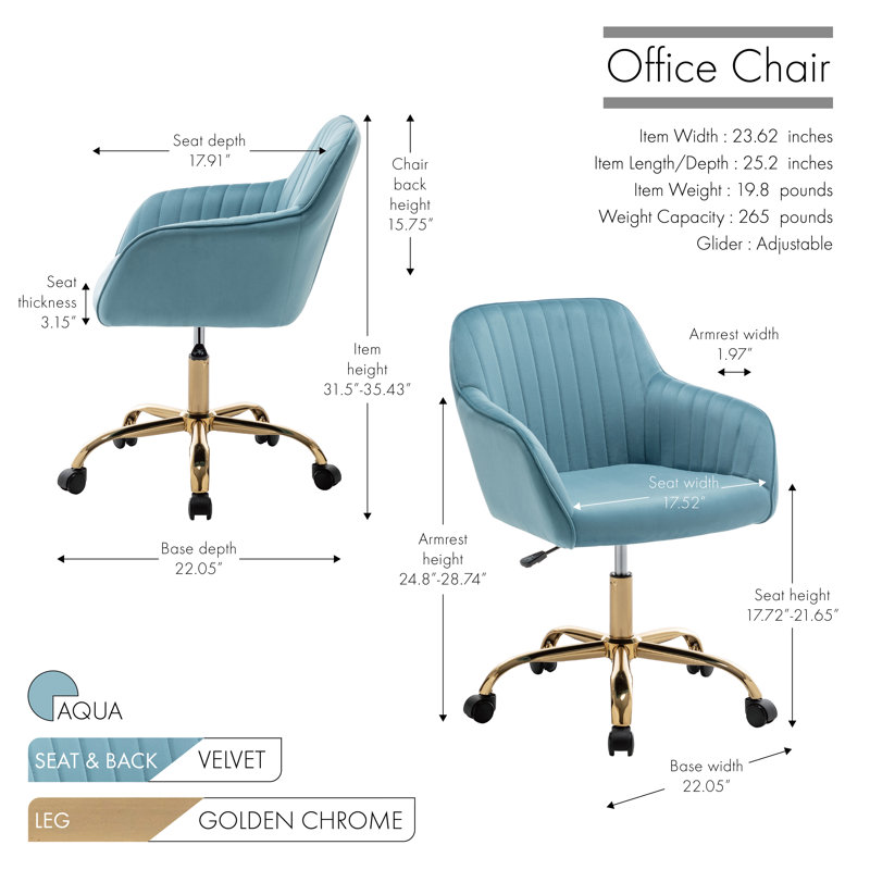 Chaise de travail Rhone, Turquoise