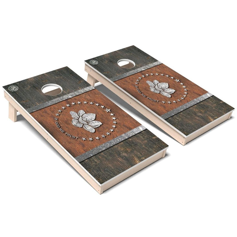 Ensemble de planches de cornhole composites rétro toutes saisons au Massachusetts State Flag, Ajouter des lumières DEL