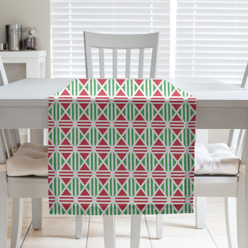 Chemin de table à carreaux fêtes hol, L 72 po x l 16 po, Brun / gris / vert, Mélange de coton