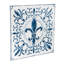Décoration murale médaillon carré blanc en relief Fleur De Lis