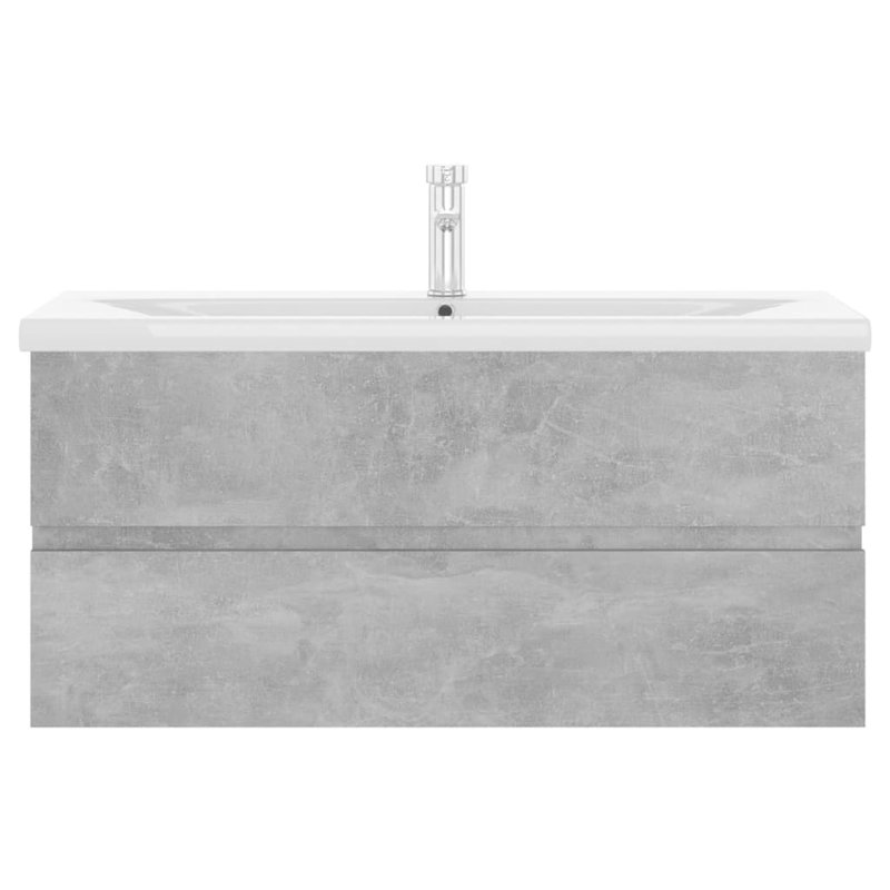 Audran 1000mm Single Bathroom Vanity with Integrated Ceramic Basin, Concrete Gray