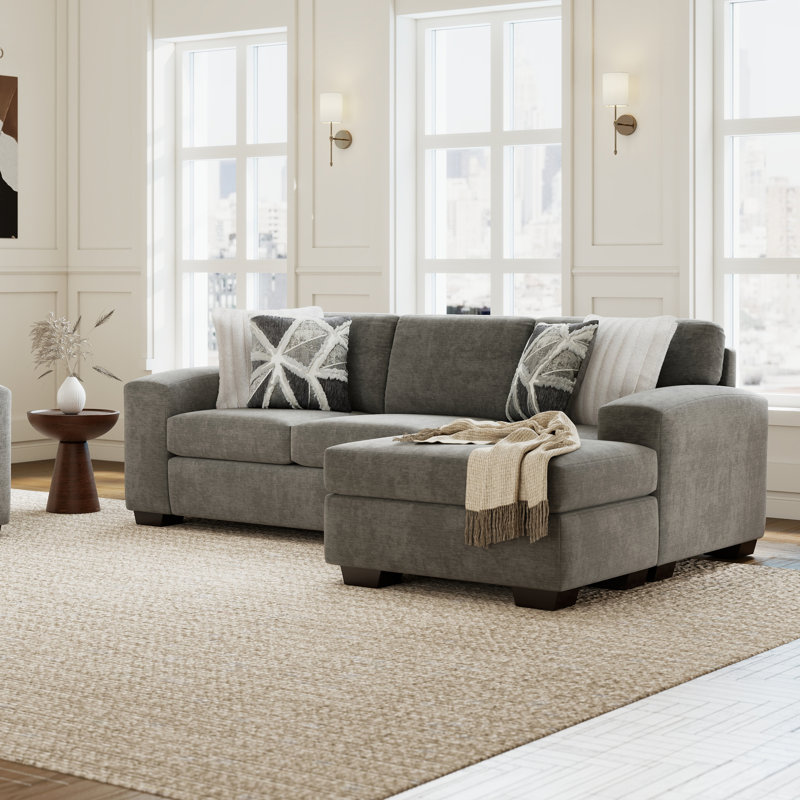 Canapé-lit rond en forme de L avec repose-pieds flottant gris rond Roundhill Furniture Arden