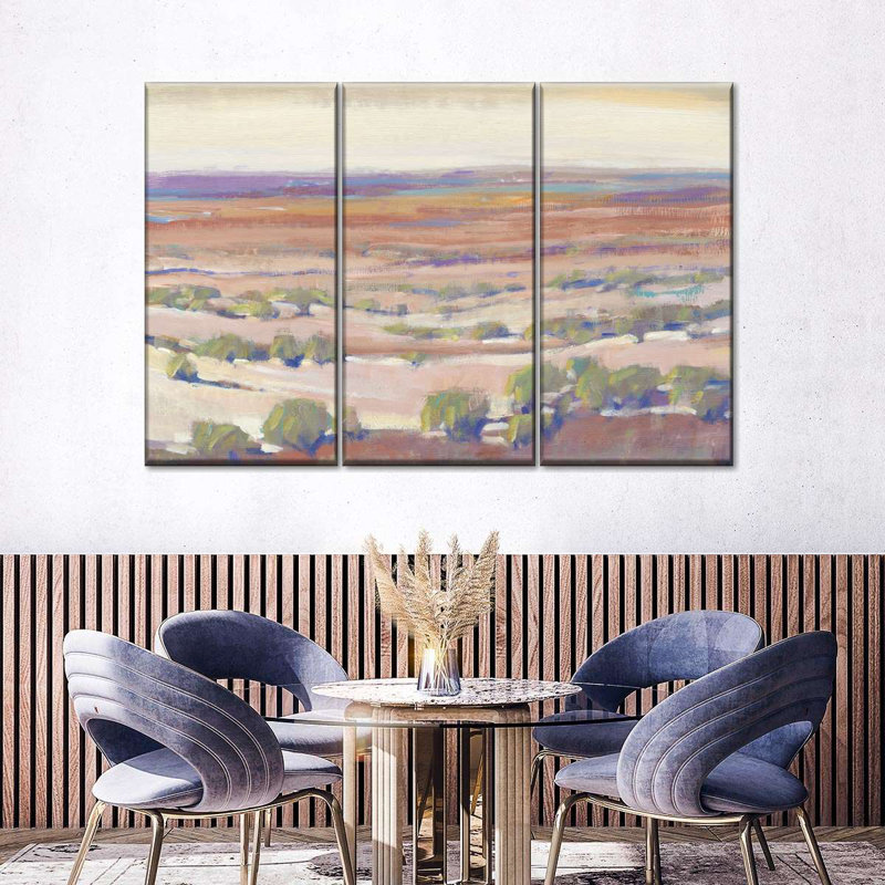 «Abstract Landscape High Desert Pastels I», ensemble de 3 pièces sur toile, H 36 po x l 57 po