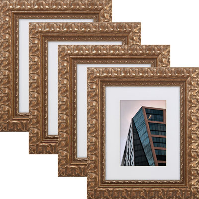 Bronze MDF Embossed Picture Frame - Set of 4 with Mat