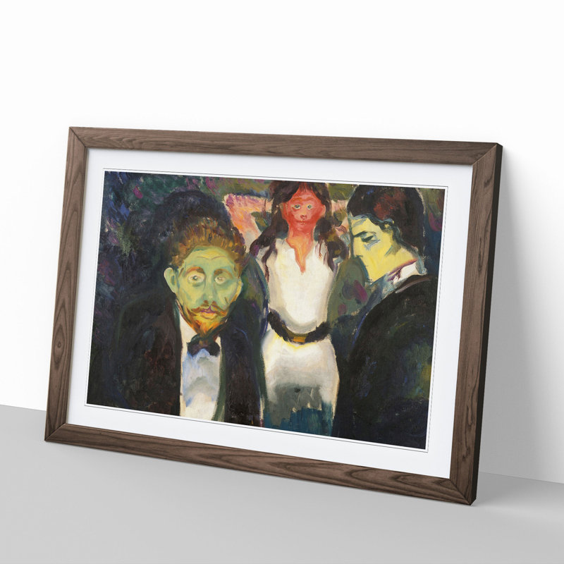 Jealousy by Edvard Munch - Picture Frame Painting, 36cm H x 48cm W x 2cm D, Walnut