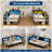 LED Twin Size Corner Bed With Charging Station, 2 Drawers and Bookcases-593656103-593656096