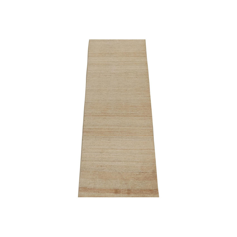 Textural Hand Knotted Wool Striped Area Rug, Runner 3' x 12'