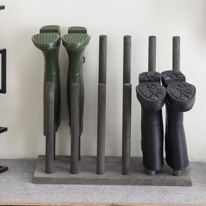 6 Pair Solid Wood Boot Storage