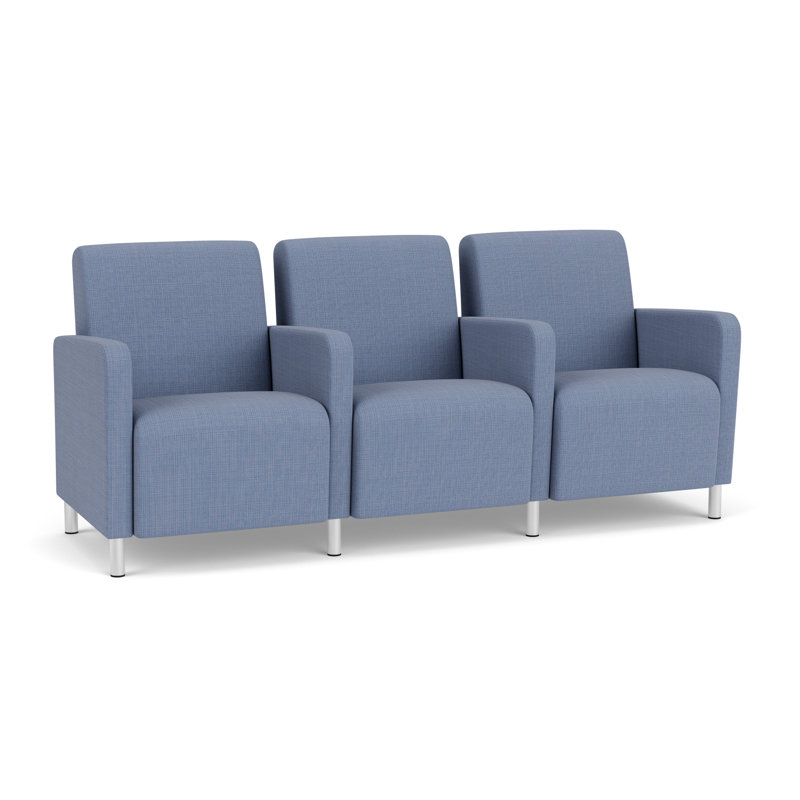 Sièges tandem Ravenna, Acier brossé, Chambray bleu marine clair